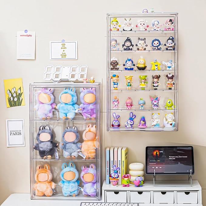 BOHOIDEE 6 Tiers Extra Large Clear Display Case for Figures, Acrylic Storage Organizers Box with Magnetic Door, Wall-Mounted Dustproof Showcase for Collectibles Action Figure