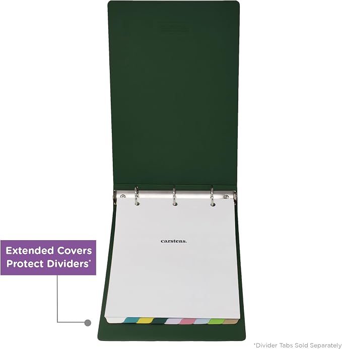 Carstens 3-Inch Heavy Duty 3-Ring Binder - Top Opening, Forest Green, Durable Plastic, Precision No-Gap Rings, Waterproof Cover, No Pockets, Holds 400 Letter Sheets, BPA-Free, Made in USA (1780-3R)