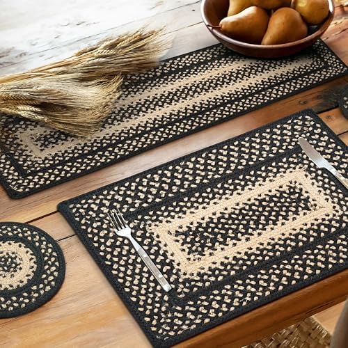 Homespice Manchester Braided Table Runner for Primitive Decor, Rect 11x36