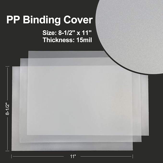 Rayson PP Frosted Binding Covers, 15 Mil, Letter Size, Unpunched, 50 Pack | Made from PP polypropylene with a frosted matte finish; flexible, durable covers help protect Letter-size documents.