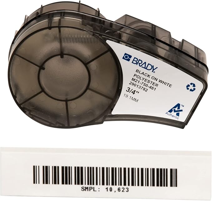 Brady Authentic (M21-750-461) Extreme-Temp Resistant Label for Lab, Equipment, and Asset Tracking Labeling, Black on White- For M210, M210-LAB, M211, BMP21-PLUS and BMP21-LAB Printers, .75" W, 21' L