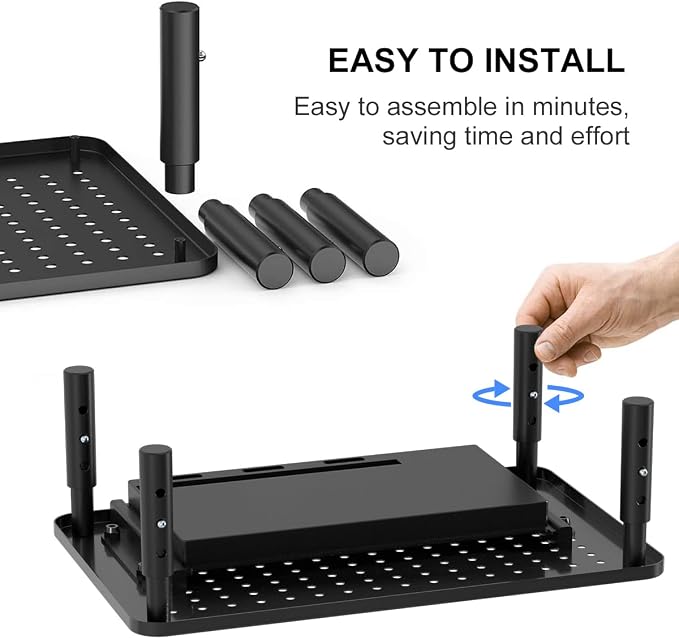 suptek Computer Monitor Stand Riser with Drawer,Monitor Riser for Laptop, Printer, Notebook and All Flat Screen TV Display with Vented Platform,3 Height Adjustable Laptop Riser,1 Pack,Black