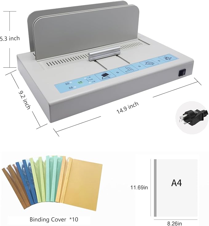 Thermal Binding Machine Book Binder Machine Book Binding Kit 500 Sheets Capacity Thermal Binder A3/A4/A5 Document with Glue Strips Cover 110V Hot Melt Machine Heat Binder Contract Document Invoice