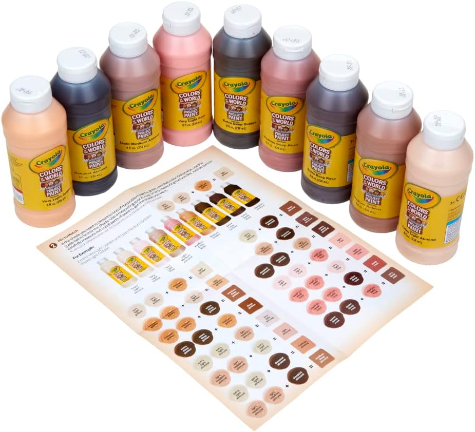 Crayola Colors Of The World Washable Paint - 8oz (9ct), Bulk Skin Tone Paint, Kids Arts & Crafts Supplies, For Teachers & Classrooms