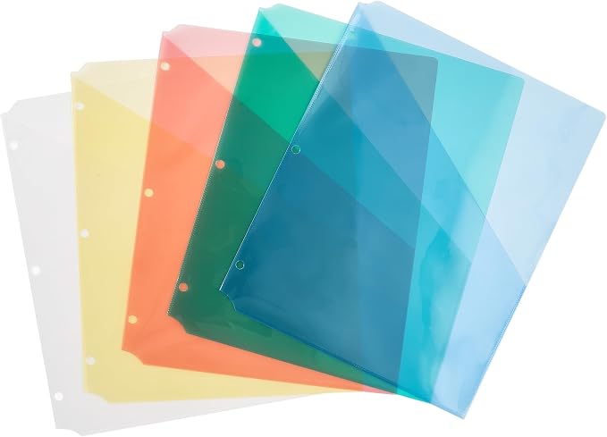 Avery Binder Pockets for 3 Ring Binders, Assorted Colors, for 8.5" x 11" Documents, Acid-Free and Archival-Safe, 5 Folders per Pack, 60 Total (12 Packs of 75254)