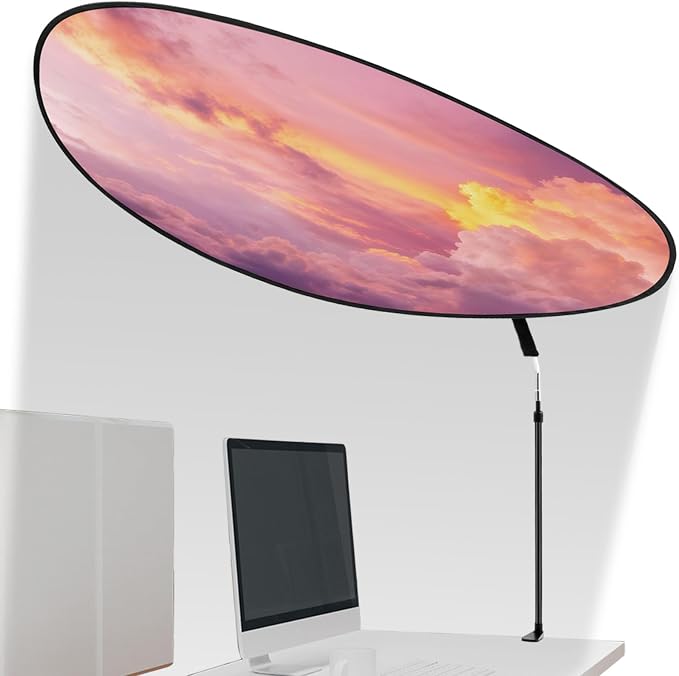 1 Pack Large Adjustable Office Cubicle and Desk Shade,51'' Portable Cubicle Light Shade with Clamp Foldable Rotatable Canopy Blocks Light or Disturbance for Working Accessories (Sunset)