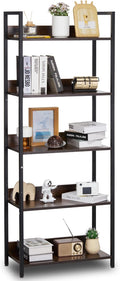 VEVOR Metal Bookshelf, 5-Tier Tall Industrial Bookshelf, Rustic Display Vintage Storage Bookcase with Open Shelves, Freestanding Display Shelving Unit Storage Rack, for Living Room, Bedroom & Office