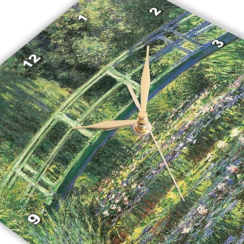 3dRose Wall Clock Silent - 10 inch - Water Lilies and Japanese Bridge by Claude Monet 1899 - BLN Claude Monet Collection