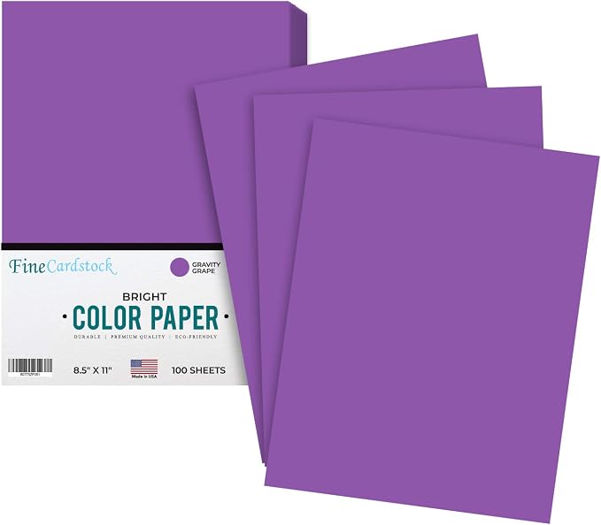 8.5 x 11" Gravity Grape Color Paper Smooth, for School Office & Home Supplies, Holiday crafting, Arts and Crafts | Acid & Lignin Free | Regular 24lb Paper - 100 Sheets Per Pack