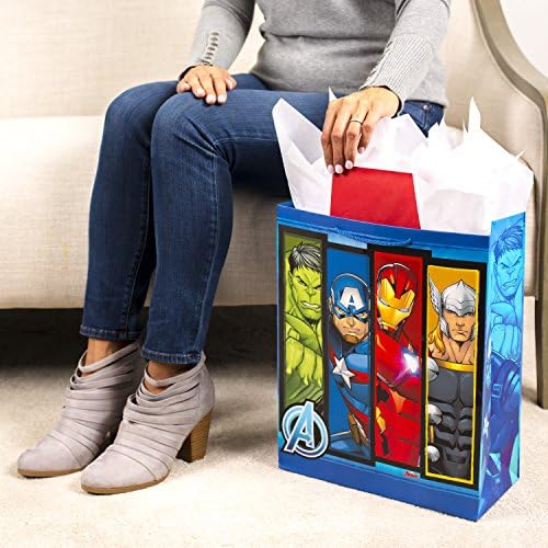 Hallmark 15" XL Avengers Gift Bag with Tissue Paper (Thor, Hulk, Iron Man)