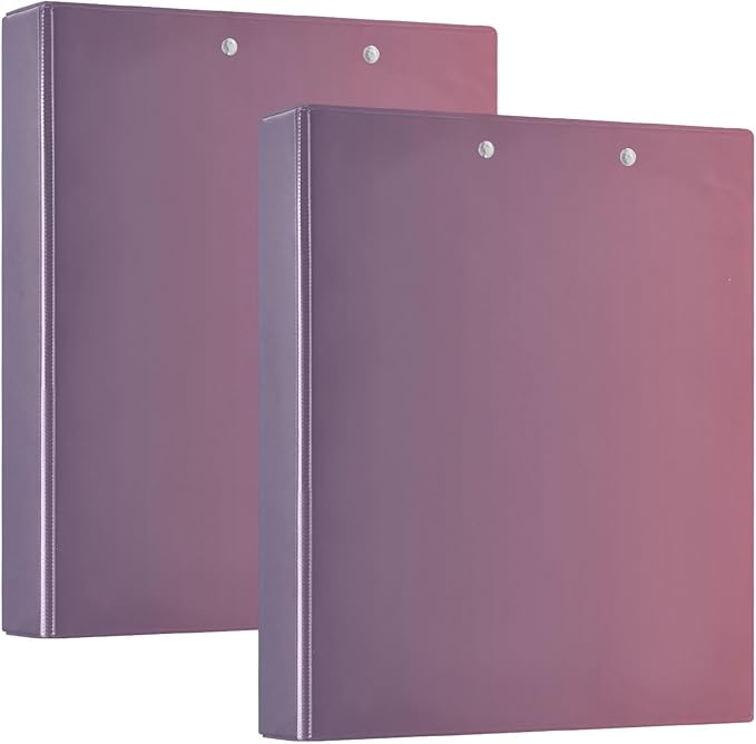 KLL 3 Rings Binder 1 and A Half Inch Binder with Pocket Cover 1/2 Packs School Supplies Binder Hardcover Blue Pink Gradient (2)