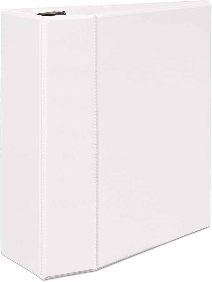 Avery(R) Durable View 3 Ring Binder, 5 Inch EZD Rings, 1 White Binder (09901) | For Daily School and Office Use, Back-Mounted Rings Keep Pages Flat, Split-Resistant Sides, Nonstick PVC-Free Pockets