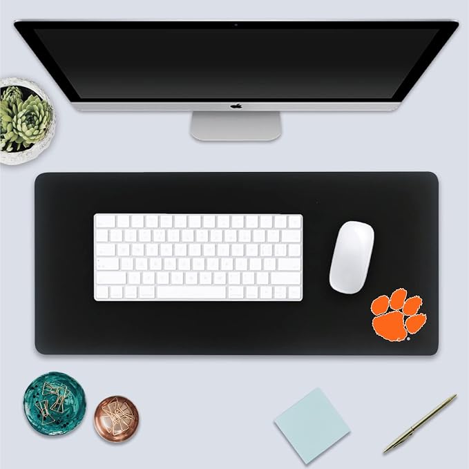 Clemson University Classic Cloth Desk Mat, Durable Office Supplies, Non-Slip Base, Responsive Desk Pad with Smooth Cloth Surface, Black
