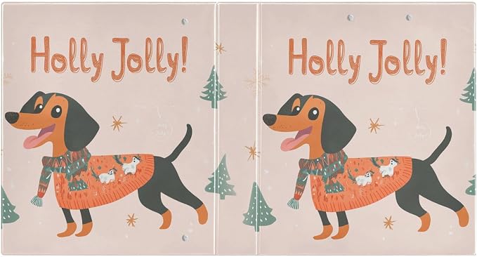 Happy Holly Jolly Dachshund Dog 3 Ring Binder 1.5" Decorative D-Ring Binder with Clipboard&3 Clear Pockets, Holds 200 Sheets A4 Size Paper Waterproof Binders for School Home Office