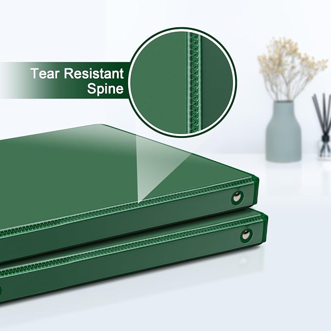COMIX Sturdy 0.5 Inch 3 Ring Binder with Clear View Cover | 0.5"Heavy Duty Round Ring,PVC-Free Board,Holds 100 Letter Sheets,Wholesale for Offices & Classrooms,6 Pack (Green)
