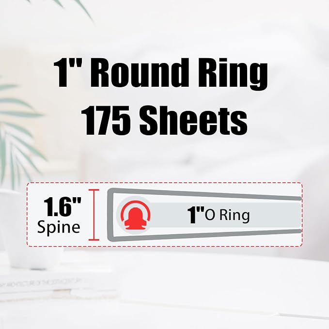 EYROZILL 3 Ring Binder 1 Inch for Letter-Size 8.5" x 11" Paper with 5-Tab Dividers, Cute Three Ring Binder Folders with Profile Clipboard for Women School Office Supplies, Polka Dots