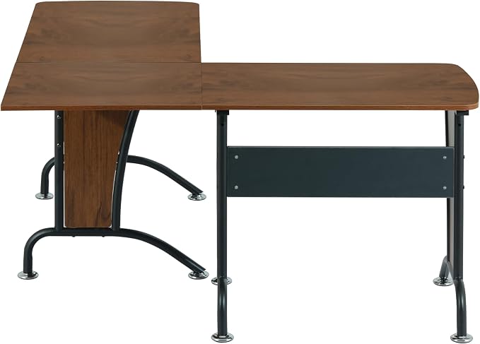 Techni Mobili Multi Configuration Desk, Reversible L-Shaped/Inline, Walnut | Corner Desk, Left/Right, Steel Frame, Spacious Work Area, Ideal for home office, Workspace organization