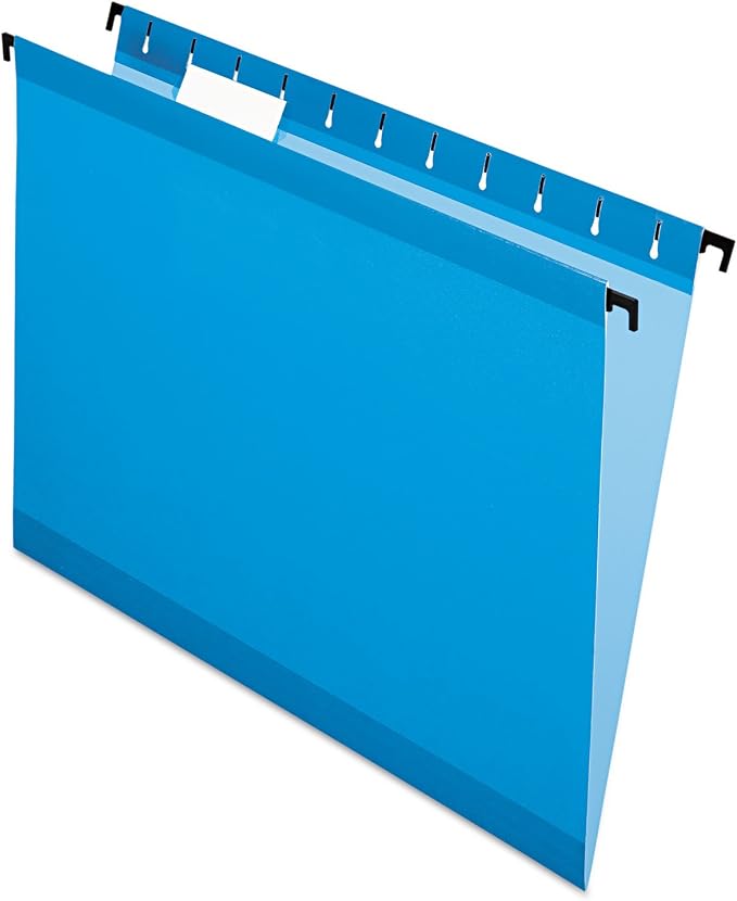 Pendaflex SureHook Reinforced Hanging Folders, Letter Size - Sheets, Blue, 20 per Box (6152 1/5 BLU), 13 x 2.81 x 9.56 inches
