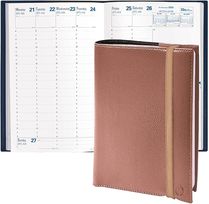 Quo Vadis 2026 Minister - Weekly/Monthly Planner - 12 Months, Jan. to Dec. - 6 1/4 x 9 3/8" - Grained Faux Leather Kali Copper Cover- Time Management Appointment Organizer