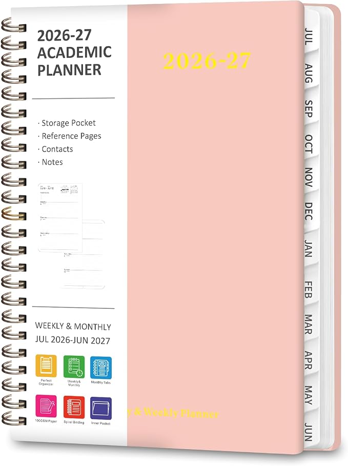Planner 2026-2027, Weekly and Monthly Academic Year Calendar Planner, July 2026 - June 2027, Daily Agenda Book for Office School Supplies, A5(6.3'' x 8.5'')