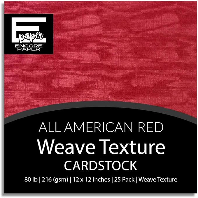 All American Red—12x12 Textured Cardstock | 80lb Textured Red Scrapbook Paper | Premium Cardstock for Cricut Cutting | 25 Sheets
