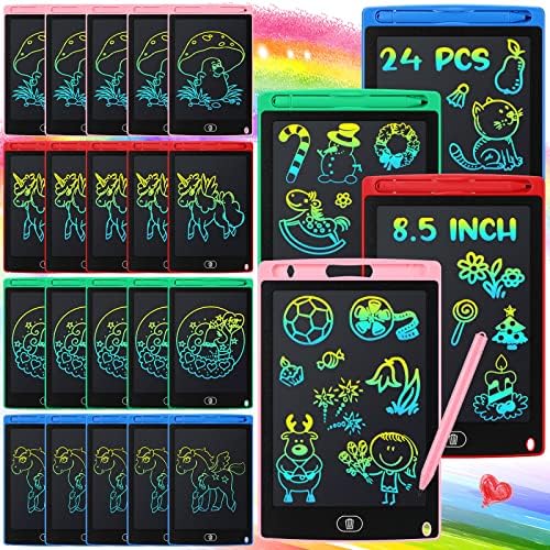 Zhehao 24 Pcs LCD Writing Tablet Kids Board, Classic Color, Round Style