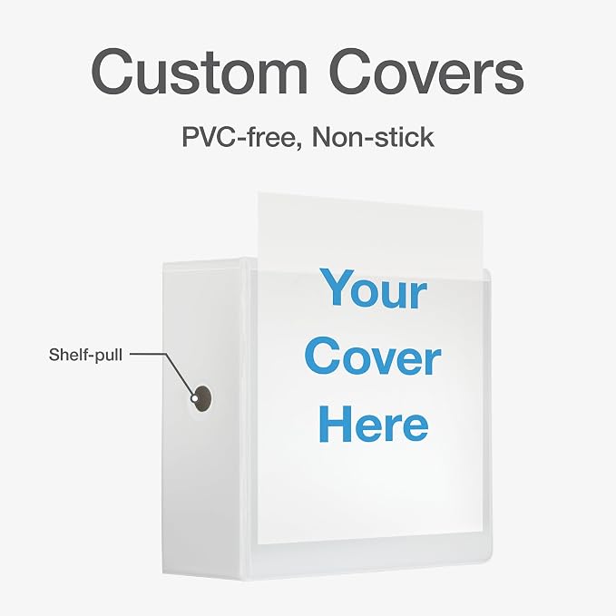 Cardinal 3 Ring Binder, 5 Inch Premier Easy Open Binder, ONE-TOUCH Locking Slant-D Rings, 1,050-Sheet Capacity, ClearVue Covers with Shelf Pull, White (10350CB)