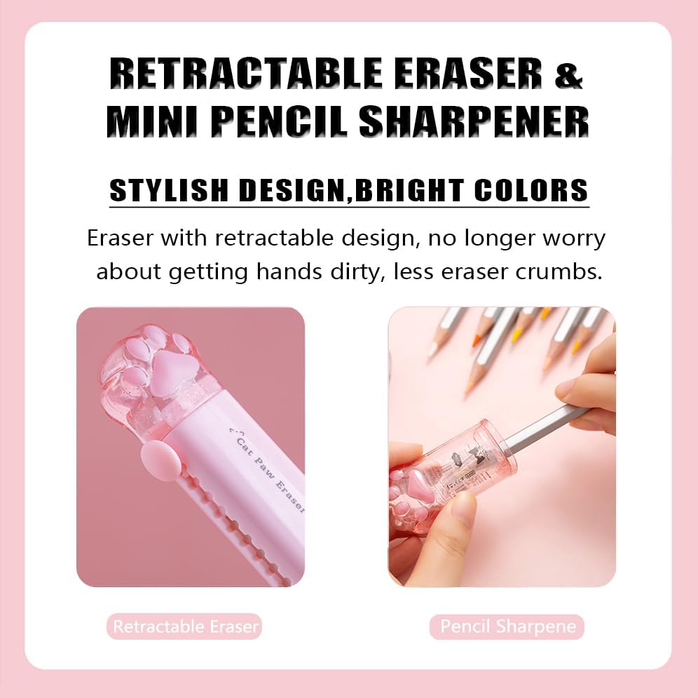 9Pcs Cute School Supplies, Cute Stationery,Includs Pencil Sharpener
