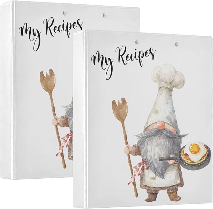 My Recipes Quoted Cute Gnome Recipe Binder 8.5x11 3 Ring Recipe Binders Cookbook Binder Cooking Theme Cook Book Binders with Clipboard&Pockets Large Recipes Organizer for Kitchen, Family, 2 PC