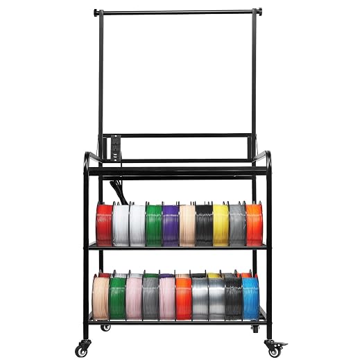 VEVOR 3D Printer Filament Storage Rack with Power Strip, 3-Tier Stand with Filament Storage, Spools Holder Racks Cart with Wheels, Filaments Organzied for 3D Printing Station, Workshop (Shelf Only) | Spool Holder Racks Cart with Wheels for 3D Printing ...