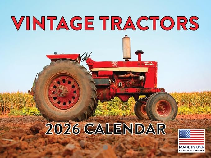 Vintage Farm Antique Tractor Calendar 2026 Monthly Wall Calender 12 Month Tractors Gifts For Farm Lovers | American Made In The USA