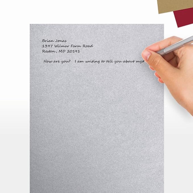 LUXPaper 8.5" x 11" Paper | Letter Size | Silver Metallic | 80lb. Text | 50 Qty