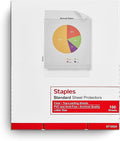 Staples Sheet Protectors, 8.5x11 Inch, Top-Loading, Clear, 100-Pack | 3-hole punched, 2.4 mil pages protect documents in standard binders.