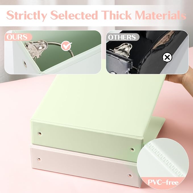 deli 2-inch 3 Ring Binder 6 Pack,11" x 8.5" US Letter Size | 2 inch Binders with 2 Interior Pockets, 450 Sheets Capacity,Assorted 6 Pastel Colors