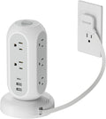 TESSAN Tower Power Strip Flat Plug with 1050J Surge Protection, 5 Ft, Grey | 11 Outlets 3 USB (1 USB C), Surge Protector Power Tower, Retractable Extension Cord with Multiple Outlets for Dorm, Office