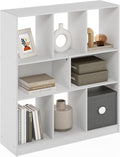Furinno DALY Book Shelf, 8-Cube Bookshelf, Horizontal Cube Storage Organizer Bookcase, 10.9 x 35.4 x 39.4, for Living Room, Bedroom, Home Office, White