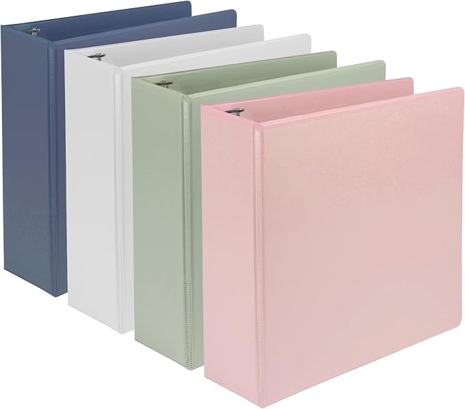 Samsill Plant-Based 3 Inch Durable D-Ring, View Binder, Eco-Friendly, USDA Certified Biobased, 4 Count, Pack of 1, Boho Assortment
