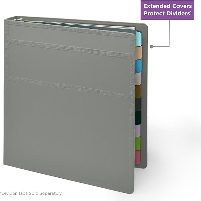 Carstens 1-Inch Heavy Duty 3-Ring Binder - Side Opening, Ash Gray, Durable Plastic, No-Gap Rings, Waterproof Cover, No Pockets, Holds 125 US Letter Sheets, BPA-Free, Made in USA (8702-3R), Case of 18