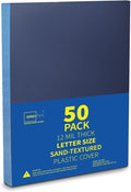 Binditek 12 Mil Sand-Textured Binding Covers, Letter Size, Navy, 50 Pack | Plastic Binding Covers, 8.5" x 11", Subtle Matte Finish, Square Corners, Unpunched, Ideal for Business Reports and Proposals