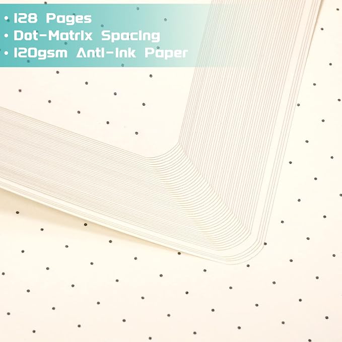 Dotted Journal/Notebook - Dot Grid Hard Cover Notebook, 5.3'' x 8.26''