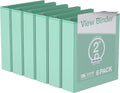 Pack of 6 Premium View Binders, Ring Binders with Clear-View Cover and Interior Pockets, Pastel Color Options, 2 Inch, Mint
