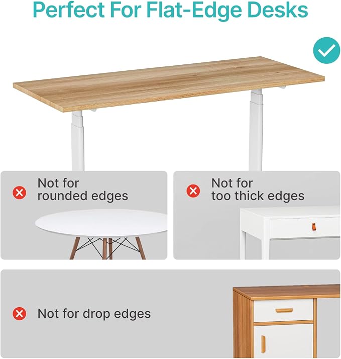 Desk Side Storage Organizer, Fits Flat Edge 0.4" to 2.2", White | No Drill Under Desk Laptop Holder, Clamp on Desks Shelf with Pegboard Accessories, Hanging Laptop Mount