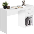 Techni Mobili 48 Inch Modern Compact Computer Desk with Drawers, White | 48 Inch modern desk with storage drawers, sturdy frame, compact design, ideal for bedrooms and home office workspaces