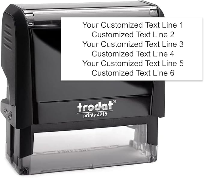 Trodat 4915 Return Address Stamp - Custom Text Stamp - Choose from 15 Ink Colors & Many Fonts