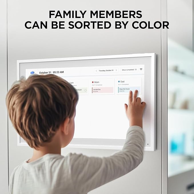 Mezed 21.5" Smart Digital Calendar, Meal Schedule, Duty Chart, HD Smart Touch Screen Home Interactive Electron Calender - Built-in Digital Photo Frame Function, Wall-Mountable