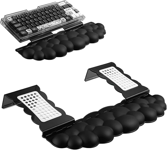 Black Acrylic Keyboard Stand with Wrist Rest，Detachable/Adjustable Width | Ergonomic Cloud Wrist Rest Keyboard Support，Width Adjustment 9.7-16.8 in,for Laptop,Office Desk - Portable Comfortable Typing