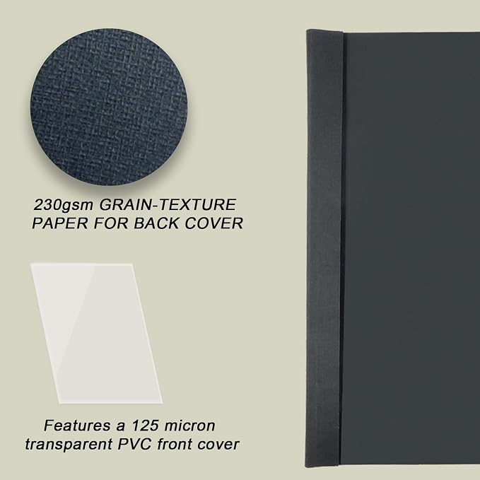 RAYSON TBC10-25 Thermal Binding Covers, 3/8 Inch, Black Letter Size Holds 90 Sheets, 25 Pack