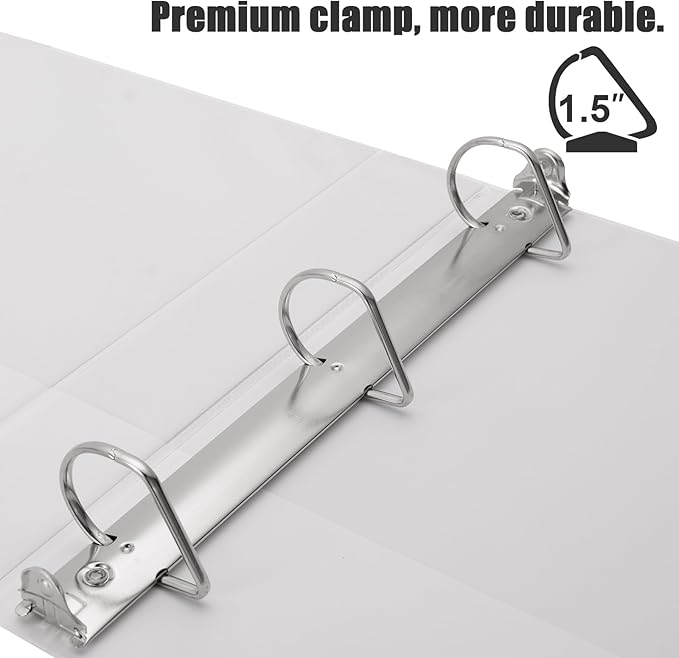 COMIX Heavy Duty 1 1/2 inch Slant-D Ring View Binder, 1.5 inch 3 Ring Binders, Hold 350 Sheets of 8.5" x 11" Paper, 12 Pack (White)