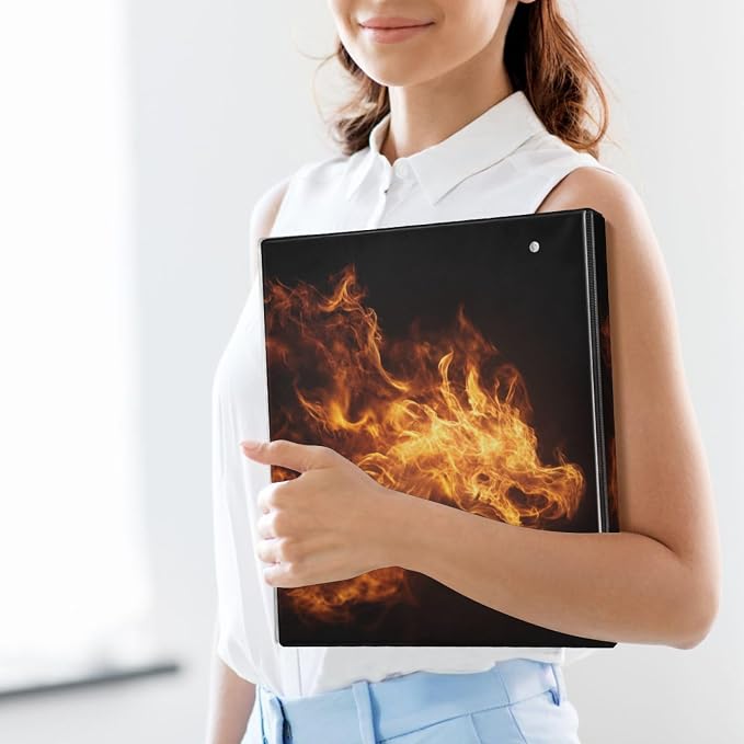 Abstract Dragon Fire Dragon Binder 3 Ring 1.5 Inch Binder with Clipboard&Pockets, Hardcover Binders Heavy Duty Large File Folder for Office School Supplies - Holds 200 Sheets, 2 PC