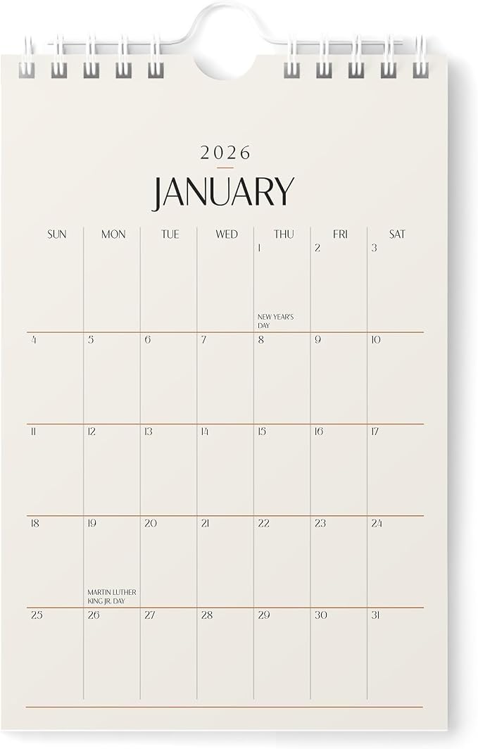 Karto Small Wall Calendar 2026 6x9 in - Beige | January 2026 to June 2027, Vertical, Boosts Productivity, Easy Monthly Planning